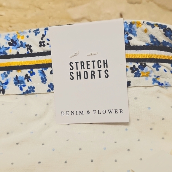 NWT Denim & Flower Ricky Singh Mens Power Stretch White Cotton Shorts 38 - Picture 4 of 5